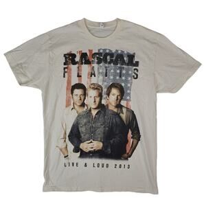 Rascal Flatts Live & Loud 2013 Tour Concert T-Shirt Ivory Mens Medium